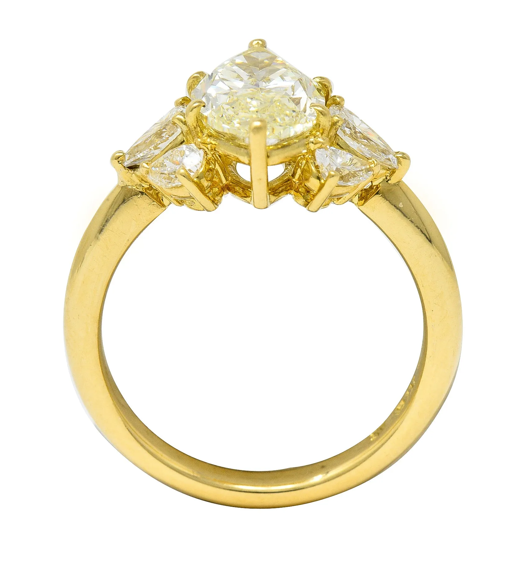 Contemporary 3.00 CTW Fancy Yellow Marquise Cut Diamond 18 Karat Yellow Gold Cluster Engagement Ring