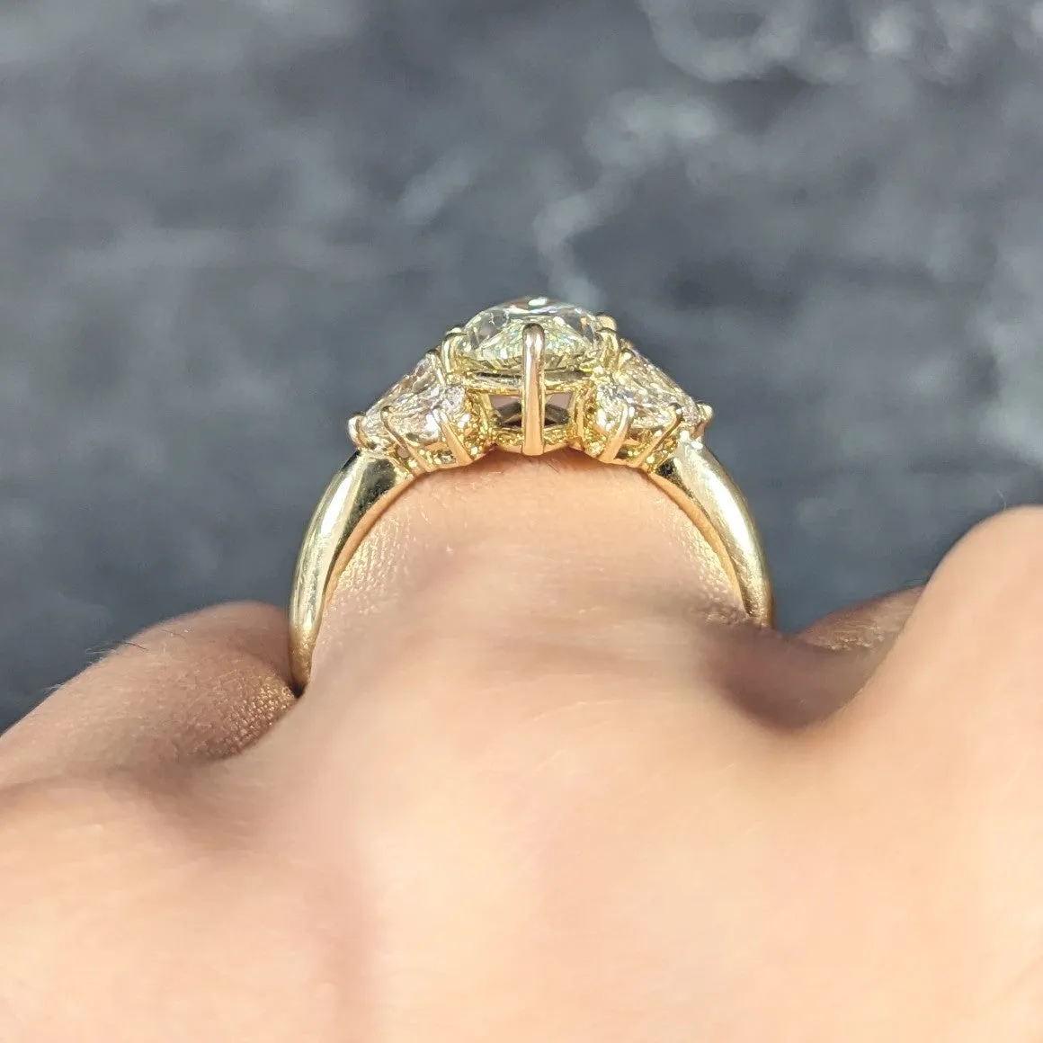 Contemporary 3.00 CTW Fancy Yellow Marquise Cut Diamond 18 Karat Yellow Gold Cluster Engagement Ring