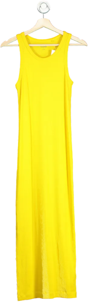 COS Yellow Ribbed Maxi Dress UK S