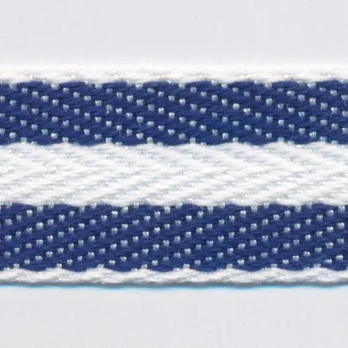 Cotton Stripe Herringbone Ribbon #01 Navy & Off White & Navy