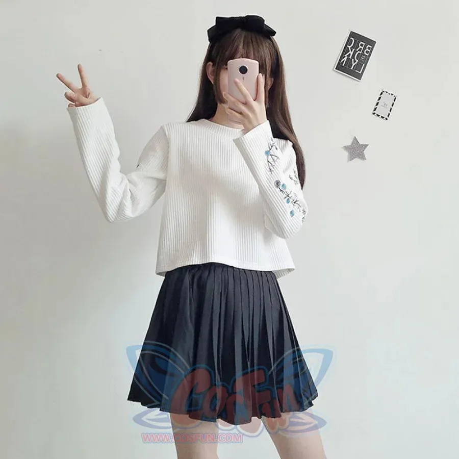 Country Sweet Floral Design Embroidery Short Sweatshirt J40089