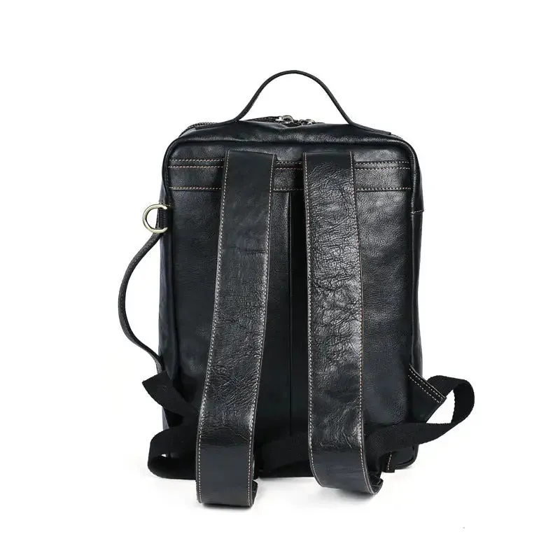 Cowhide Men's Backpack with Animal Pattern Design - Genuine Leather, Lightweight, European & American Retro Style