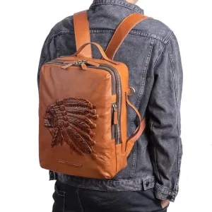 Cowhide Men's Backpack with Animal Pattern Design - Genuine Leather, Lightweight, European & American Retro Style