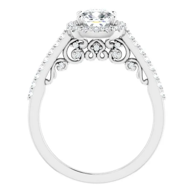 Cushion Cut Diamond Halo Engagement Ring