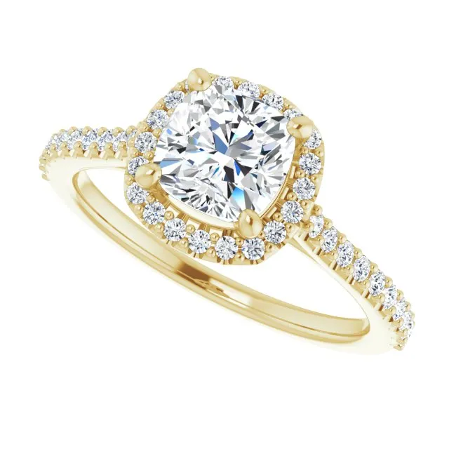 Cushion Cut Diamond Halo Engagement Ring