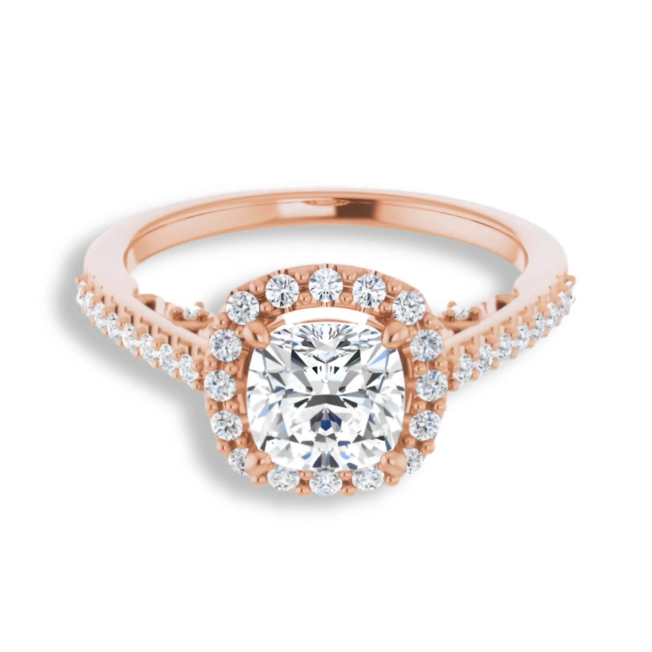 Cushion Cut Diamond Halo Engagement Ring