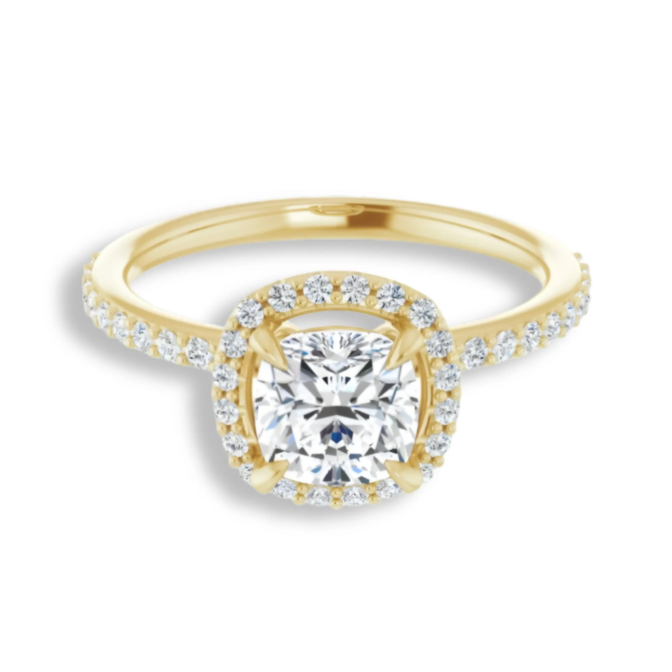 Cushion Cut Diamond Halo Engagement Ring