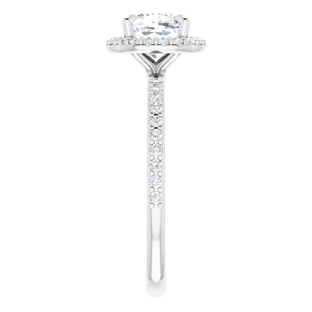 Cushion Cut Diamond Halo Engagement Ring