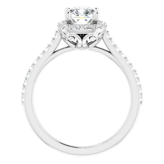 Cushion Cut Diamond Halo Engagement Ring