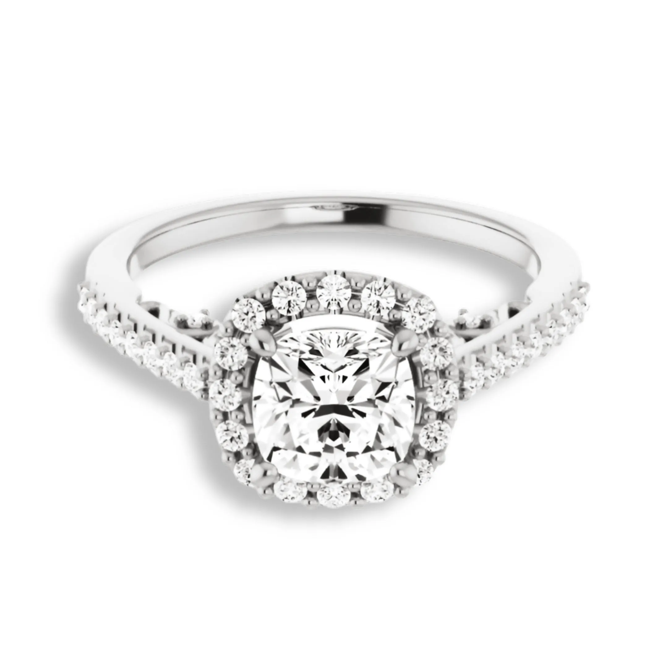 Cushion Cut Diamond Halo Engagement Ring