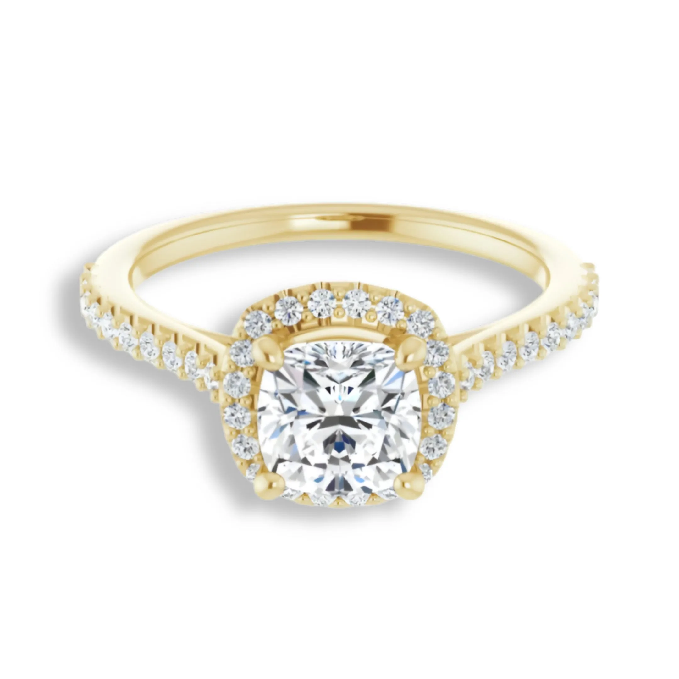 Cushion Cut Diamond Halo Engagement Ring