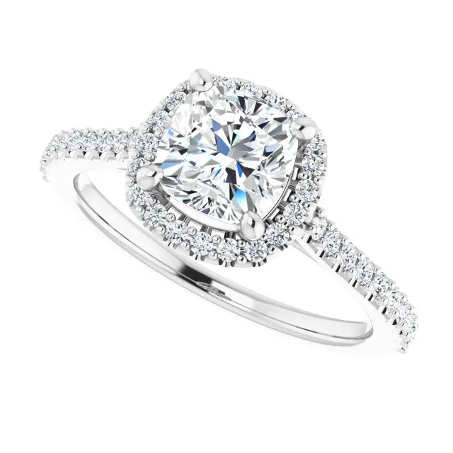 Cushion Cut Diamond Halo Engagement Ring