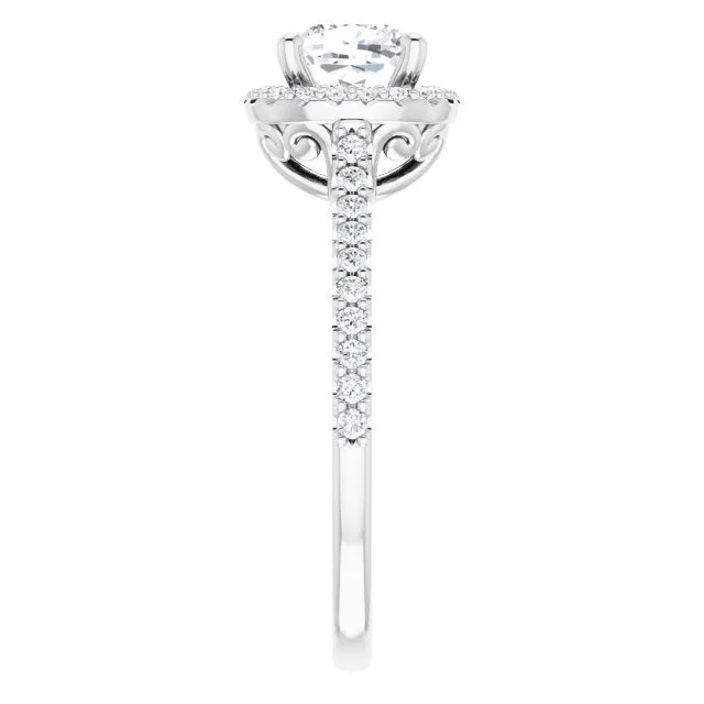 Cushion Cut Diamond Halo Engagement Ring