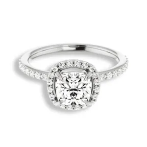 Cushion Cut Diamond Halo Engagement Ring