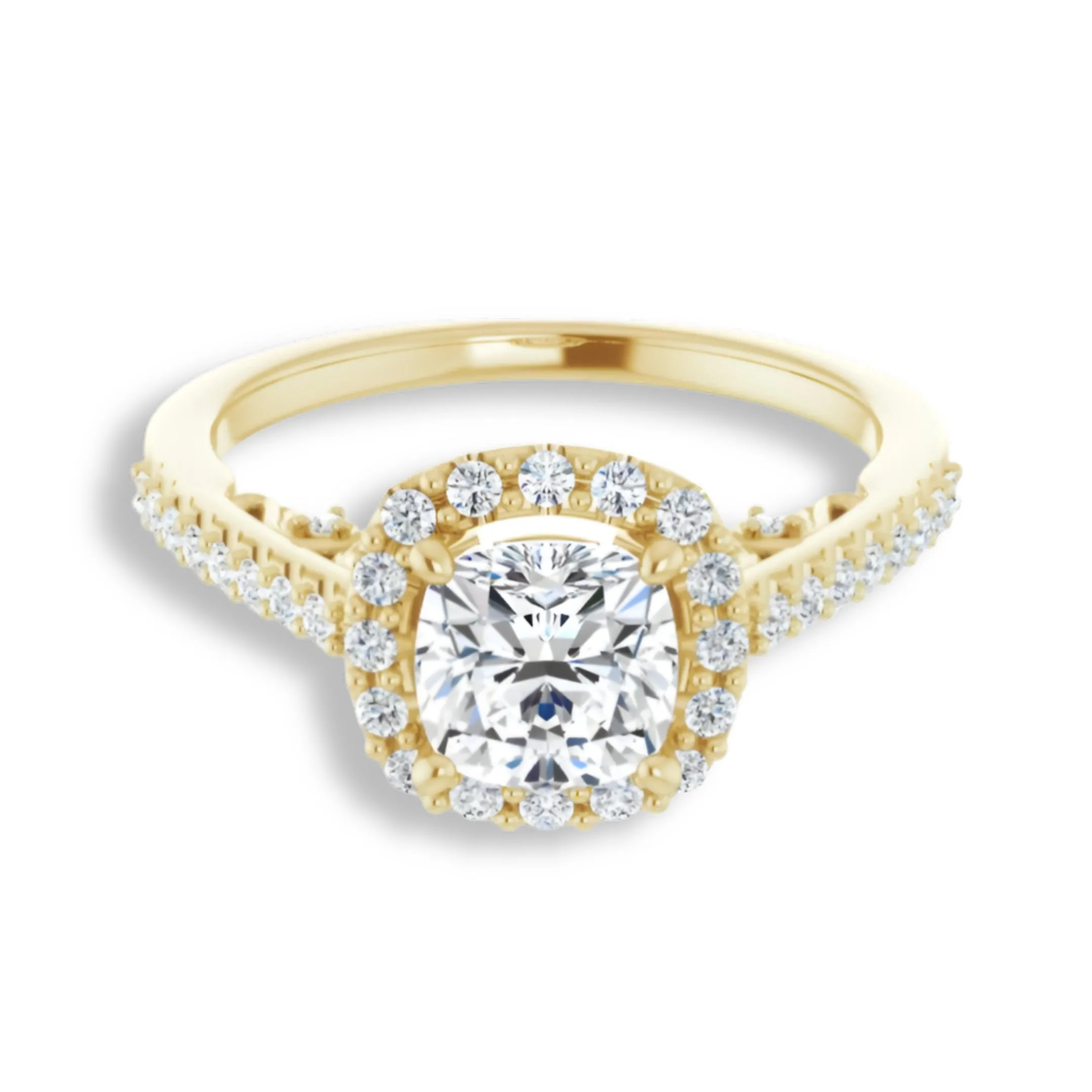 Cushion Cut Diamond Halo Engagement Ring