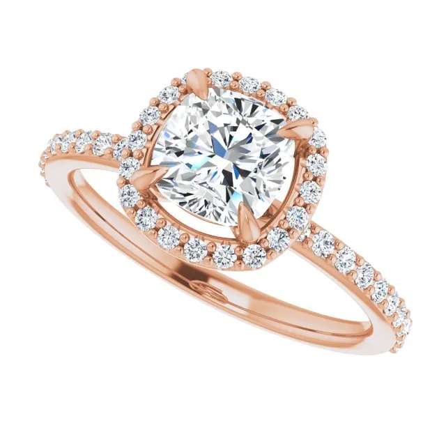 Cushion Cut Diamond Halo Engagement Ring