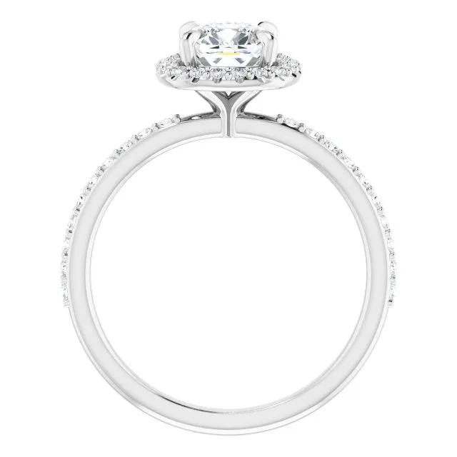 Cushion Cut Diamond Halo Engagement Ring