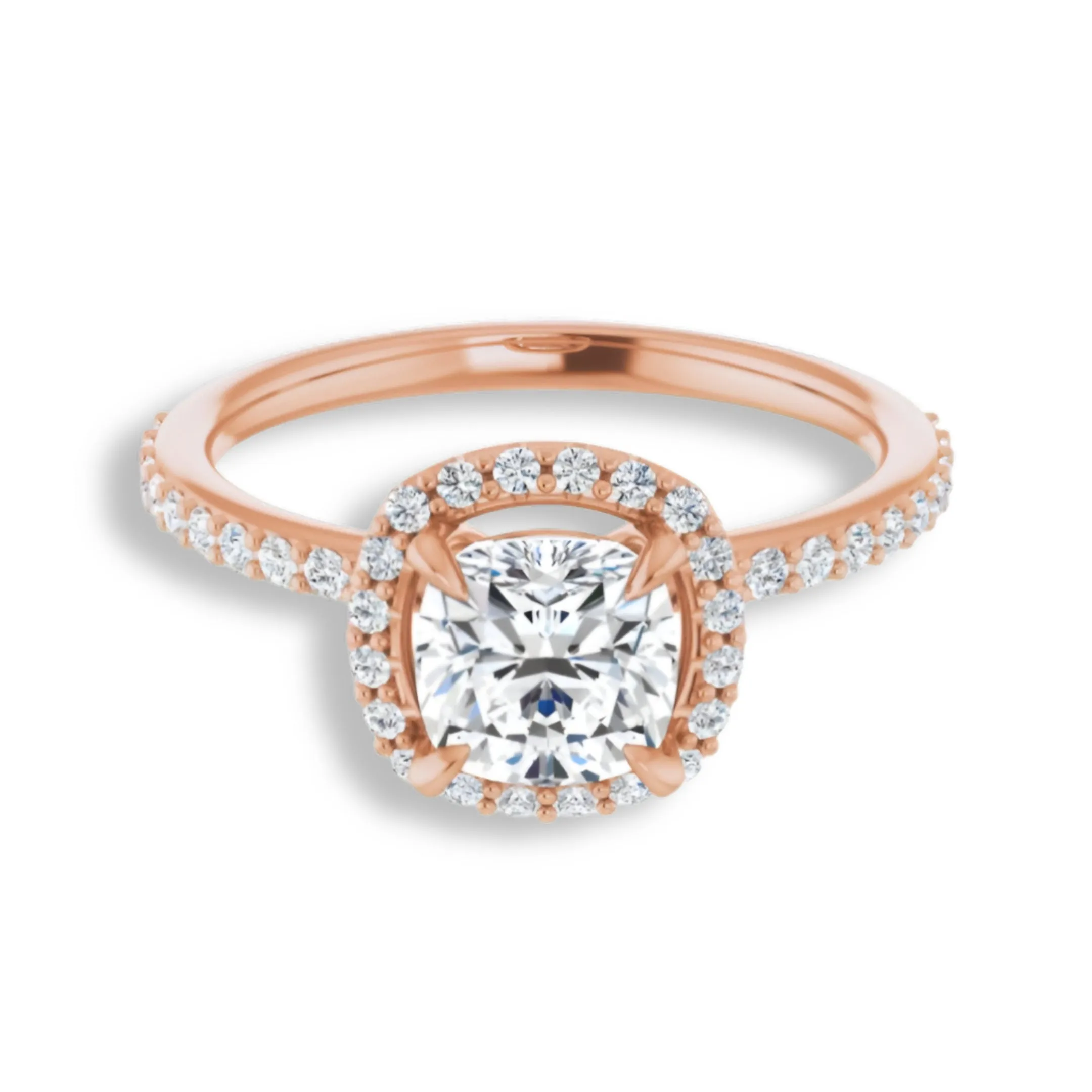Cushion Cut Diamond Halo Engagement Ring