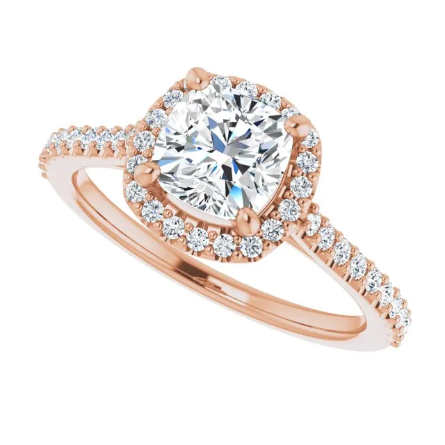 Cushion Cut Diamond Halo Engagement Ring