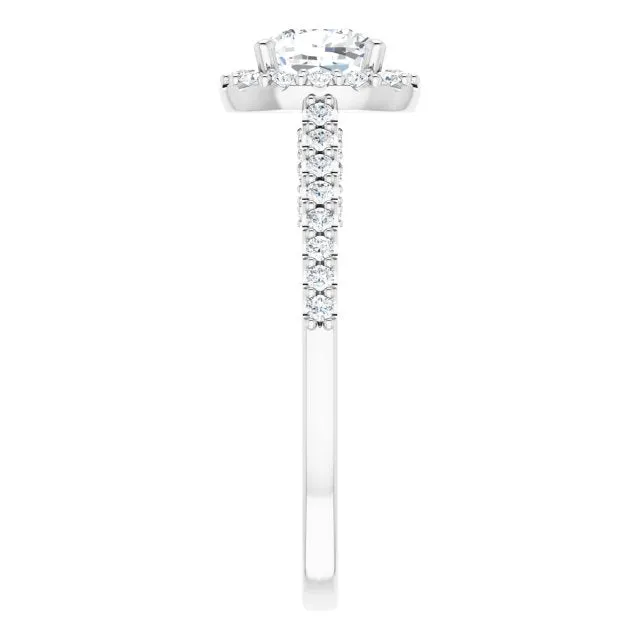 Cushion Cut Diamond Halo Engagement Ring
