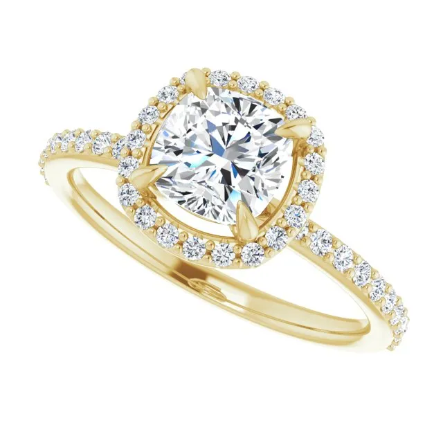 Cushion Cut Diamond Halo Engagement Ring