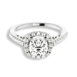 Cushion Cut Diamond Halo Engagement Ring