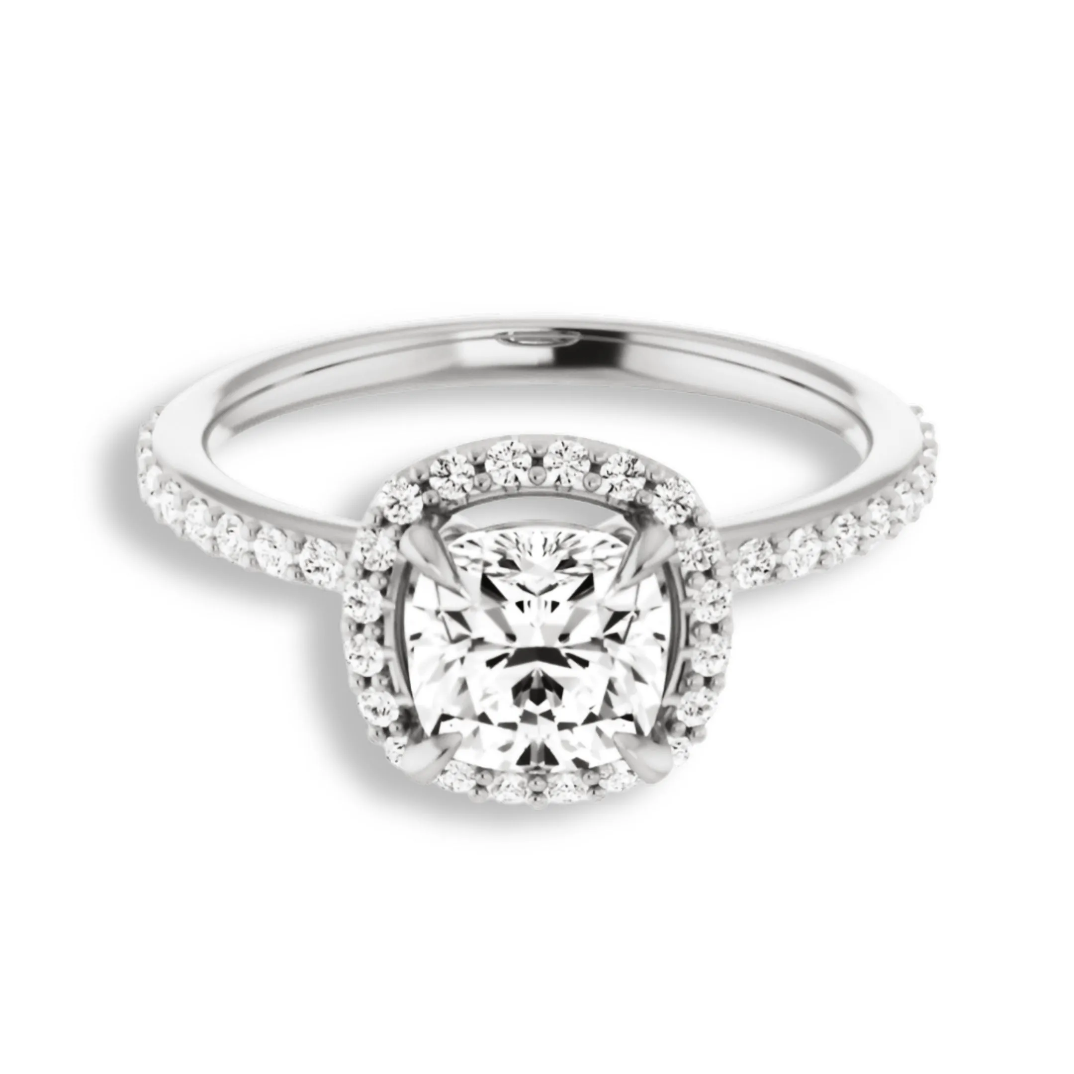 Cushion Cut Diamond Halo Engagement Ring