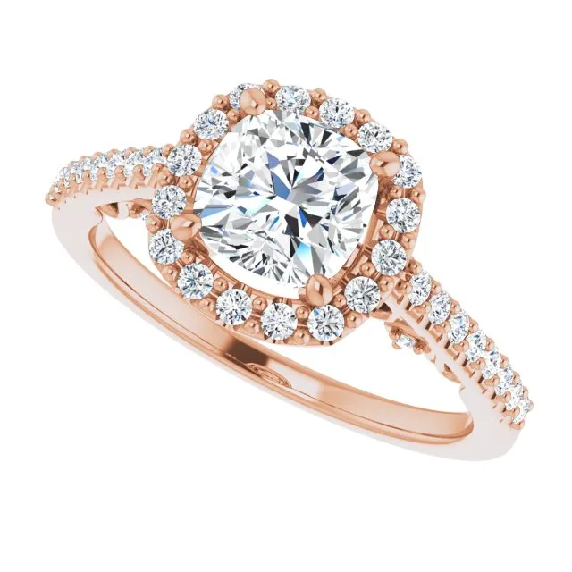 Cushion Cut Diamond Halo Engagement Ring