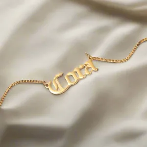 Custom Old English Name Cuban & Box Chain Necklace