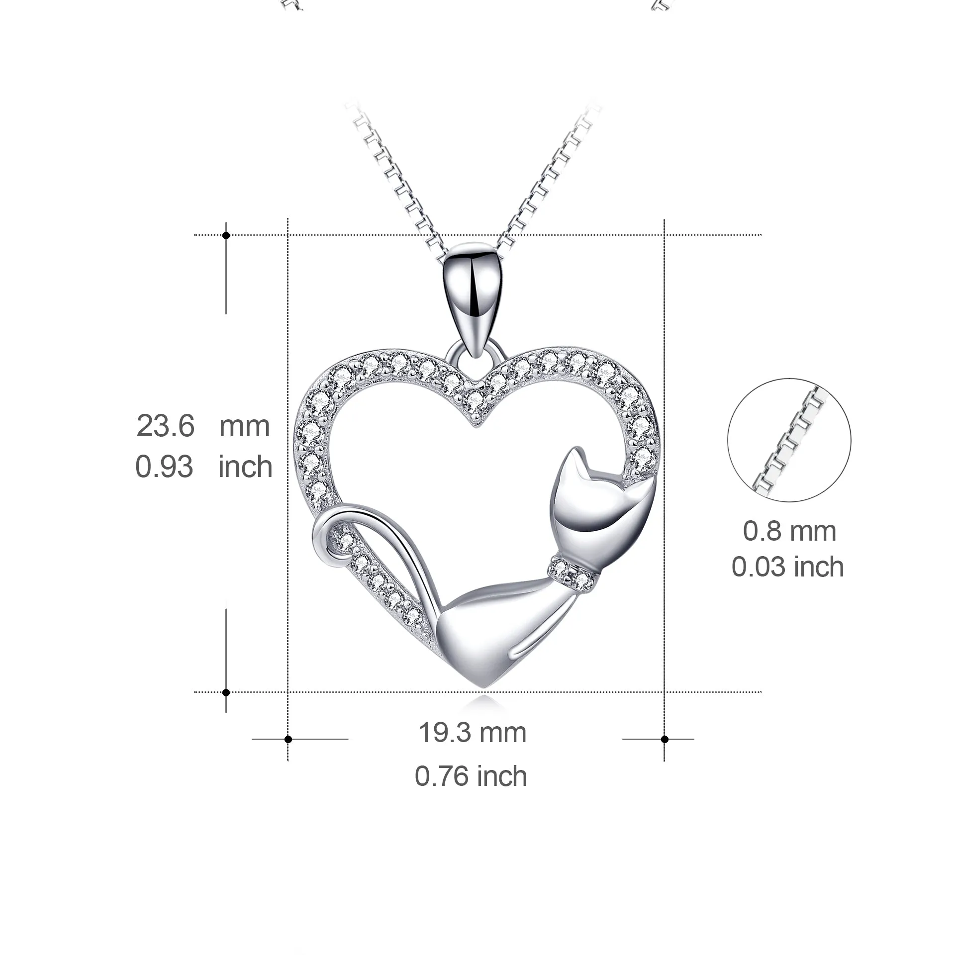 Cutie Cat Resting Kitty with Collar Heart Pendant Necklace