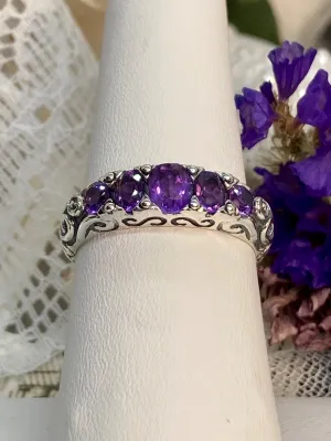 D19, 5-Stone Georgian Ring, Choice of Natural Gem, Victorian Jewelry Design#D19