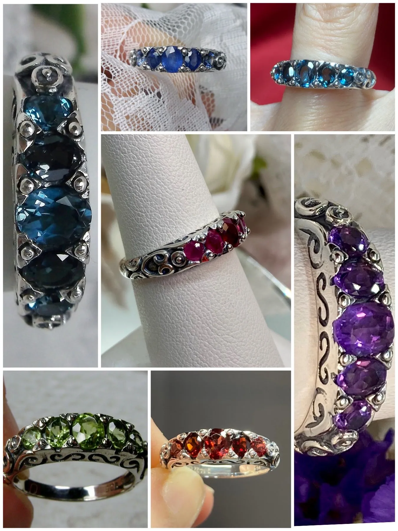 D19, 5-Stone Georgian Ring, Choice of Natural Gem, Victorian Jewelry Design#D19