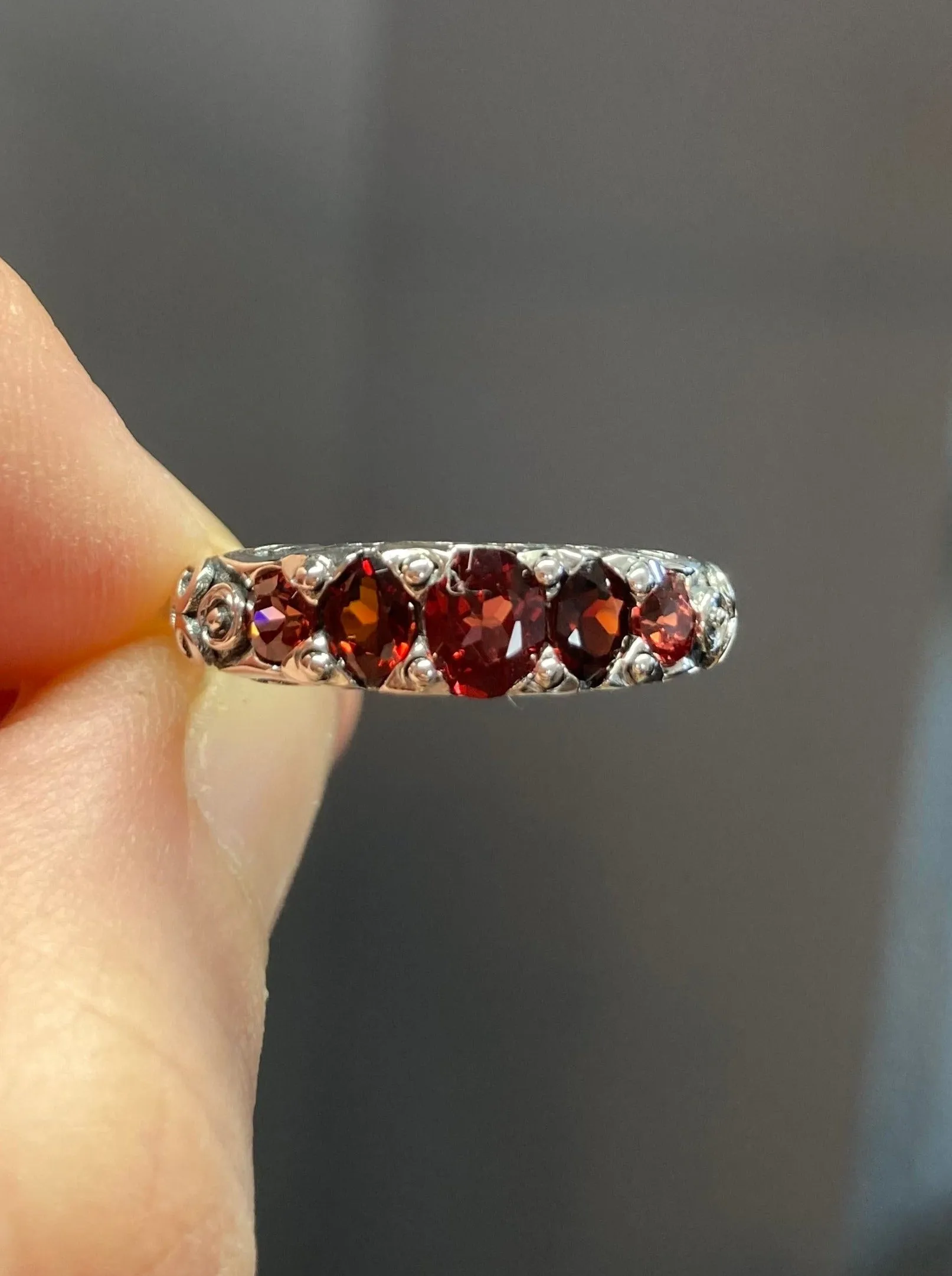 D19, 5-Stone Georgian Ring, Choice of Natural Gem, Victorian Jewelry Design#D19