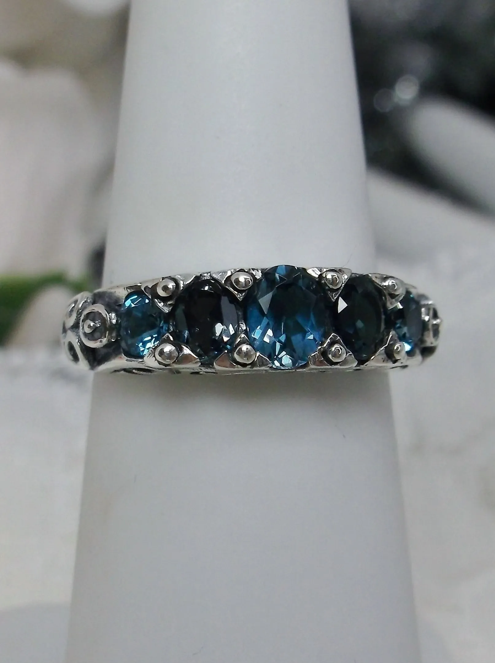 D19, 5-Stone Georgian Ring, Choice of Natural Gem, Victorian Jewelry Design#D19