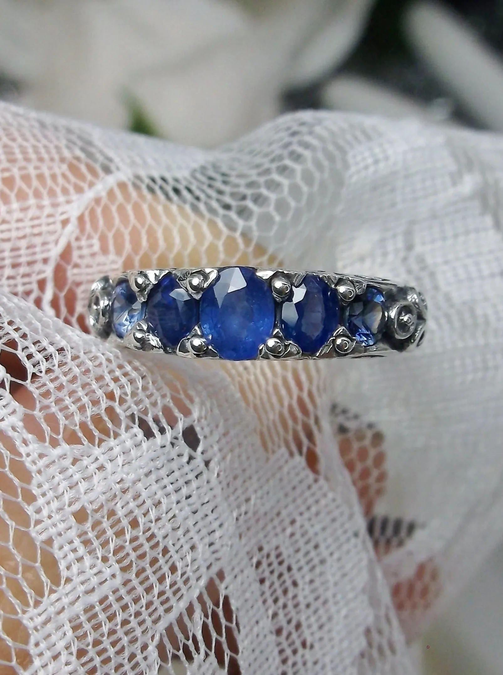 D19, 5-Stone Georgian Ring, Choice of Natural Gem, Victorian Jewelry Design#D19