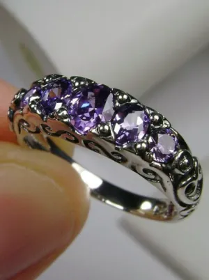 D19, 5-Stone Georgian Ring, Choice of Simulated or CZ Gem, Victorian Jewelry Design#D19