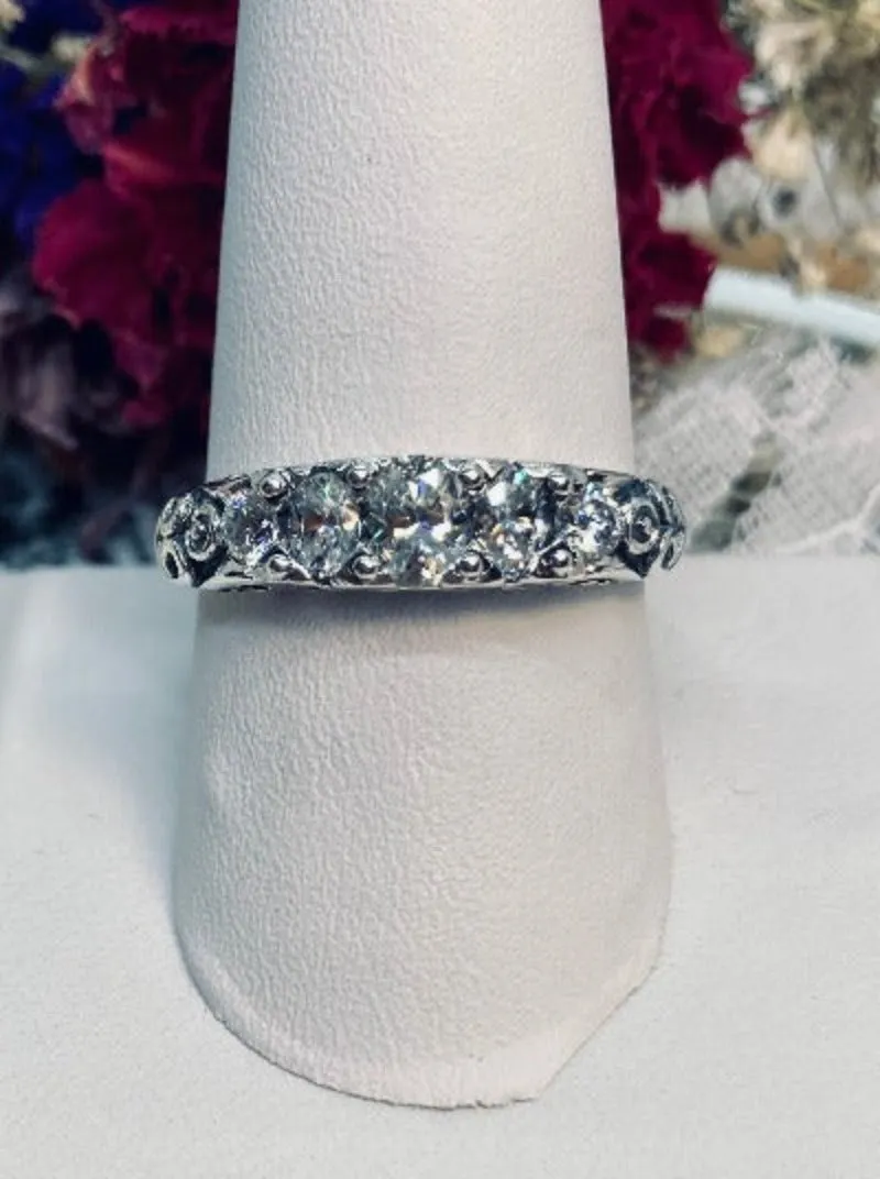 D19, 5-Stone Georgian Ring, Natural, Simulated or CZ Gem, Victorian Jewelry Design#D19