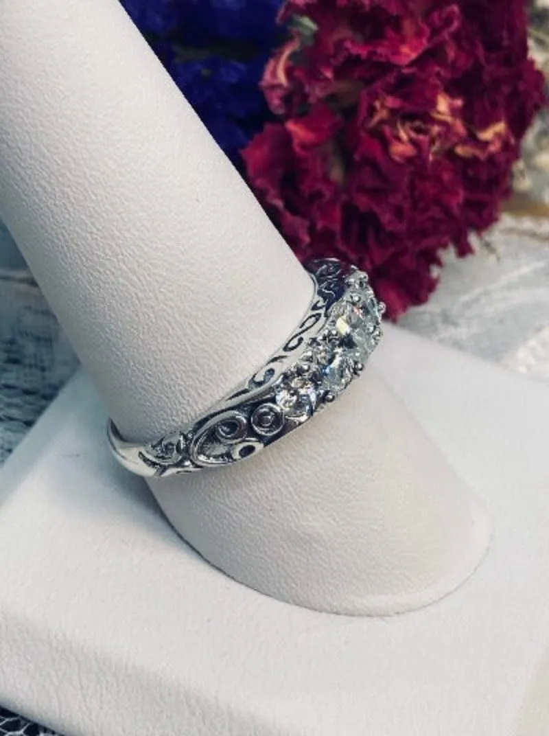 D19, 5-Stone Georgian Ring, Natural, Simulated or CZ Gem, Victorian Jewelry Design#D19