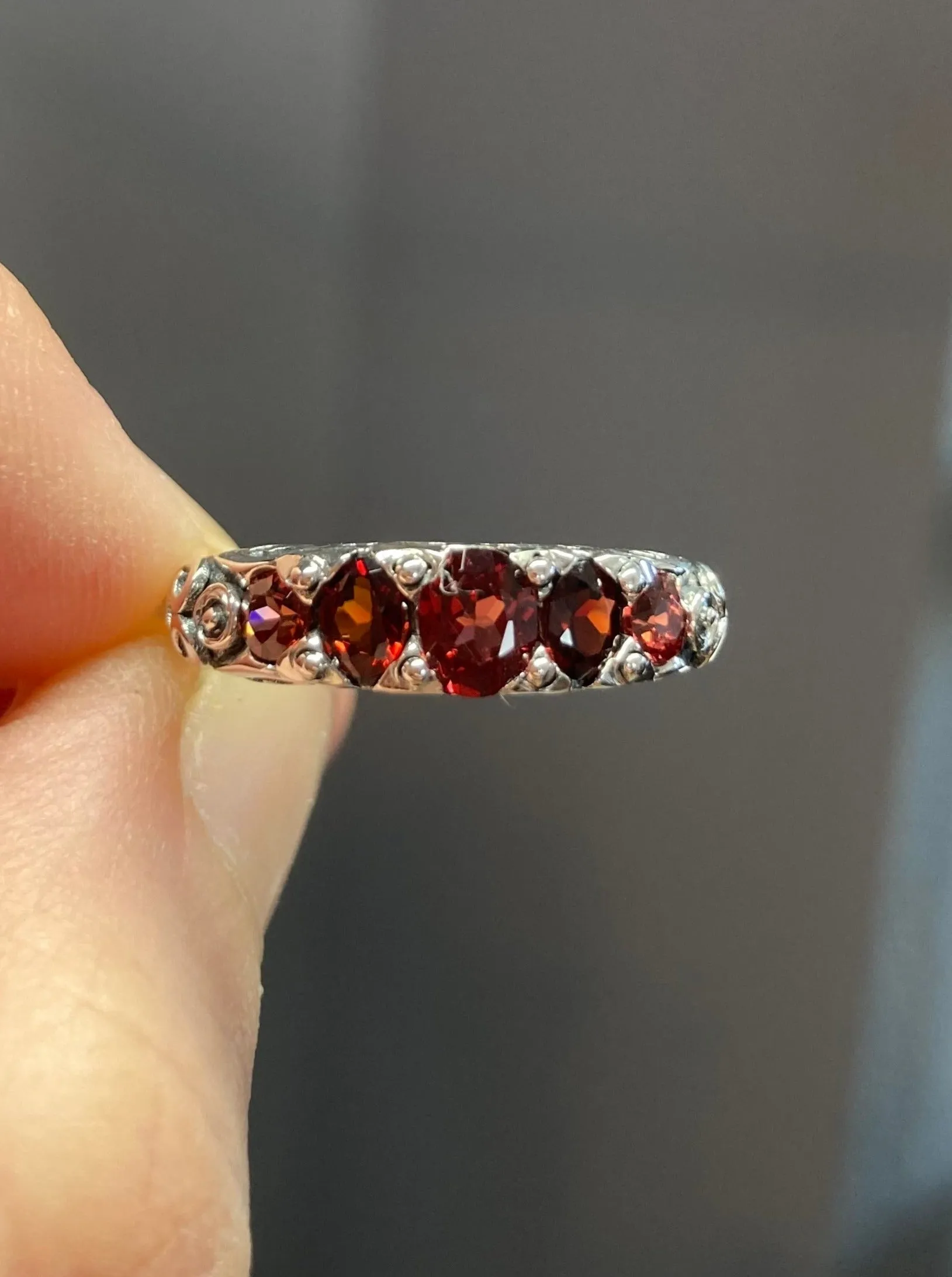 D19, 5-Stone Georgian Ring, Natural, Simulated or CZ Gem, Victorian Jewelry Design#D19