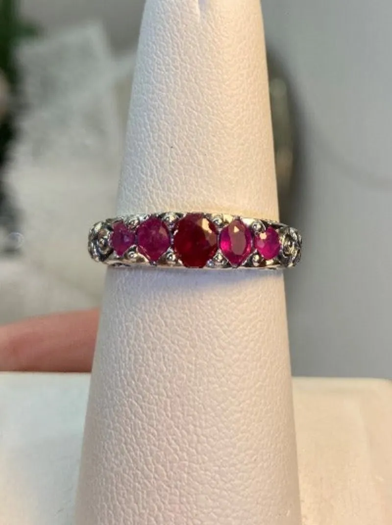 D19, 5-Stone Georgian Ring, Natural, Simulated or CZ Gem, Victorian Jewelry Design#D19