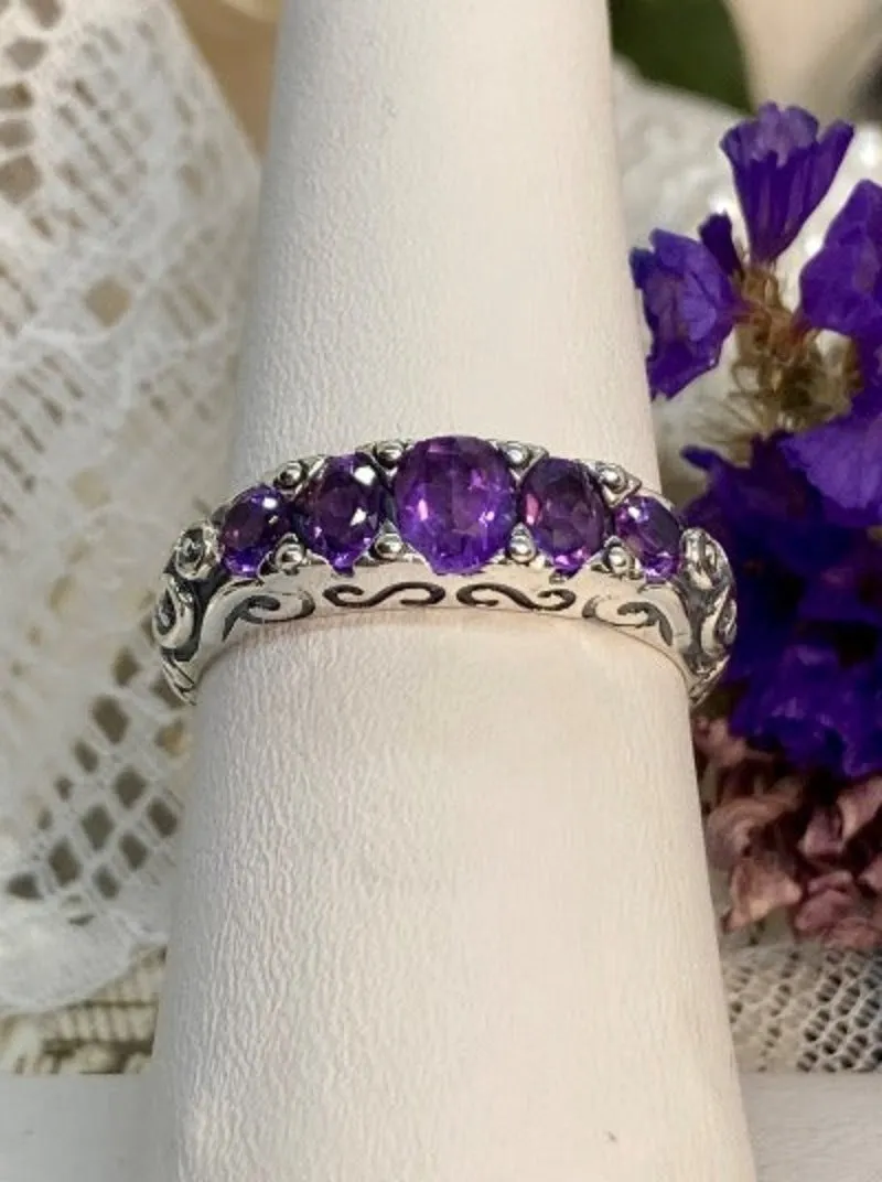 D19, 5-Stone Georgian Ring, Natural, Simulated or CZ Gem, Victorian Jewelry Design#D19