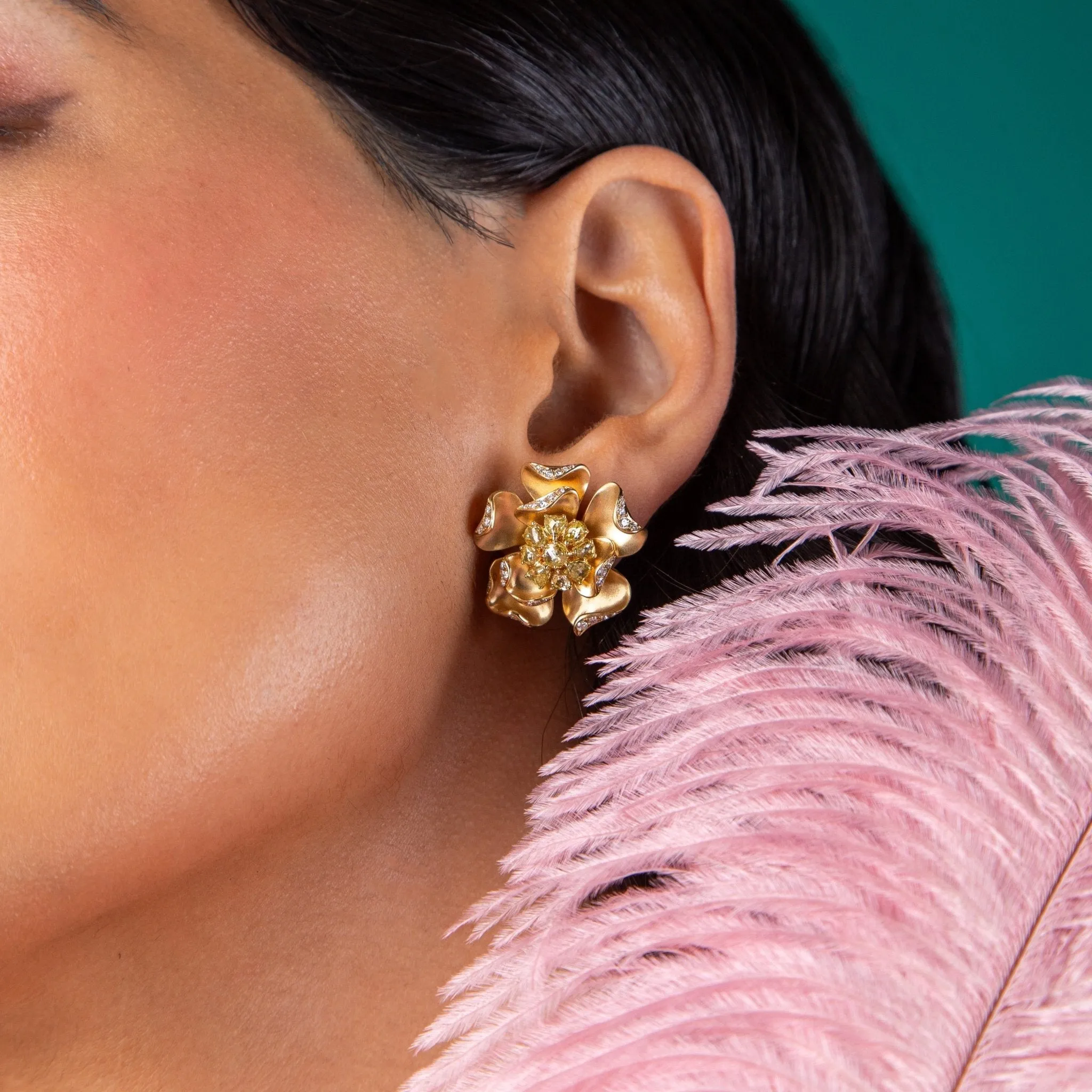 Daffodil Diamond Stud Earrings