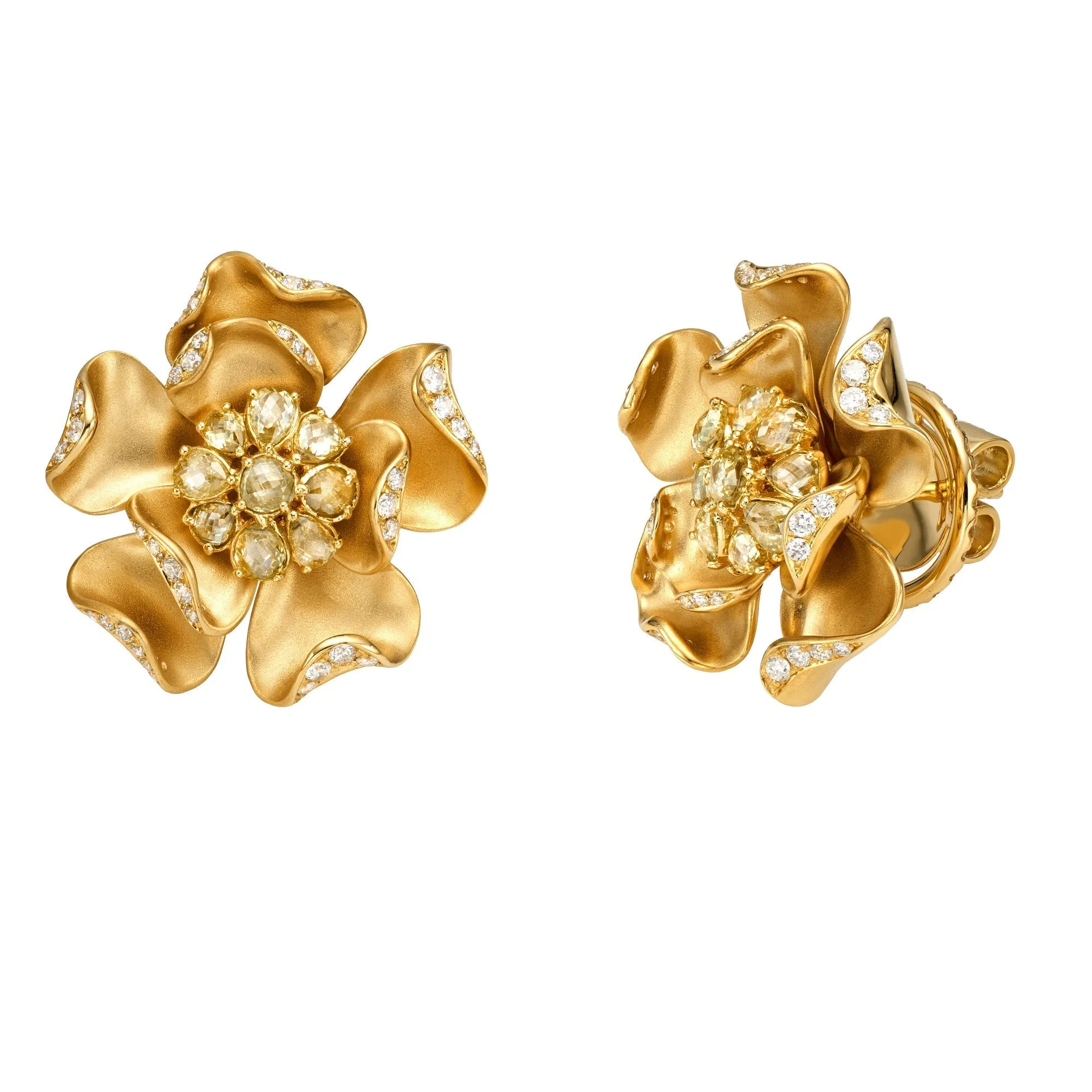 Daffodil Diamond Stud Earrings
