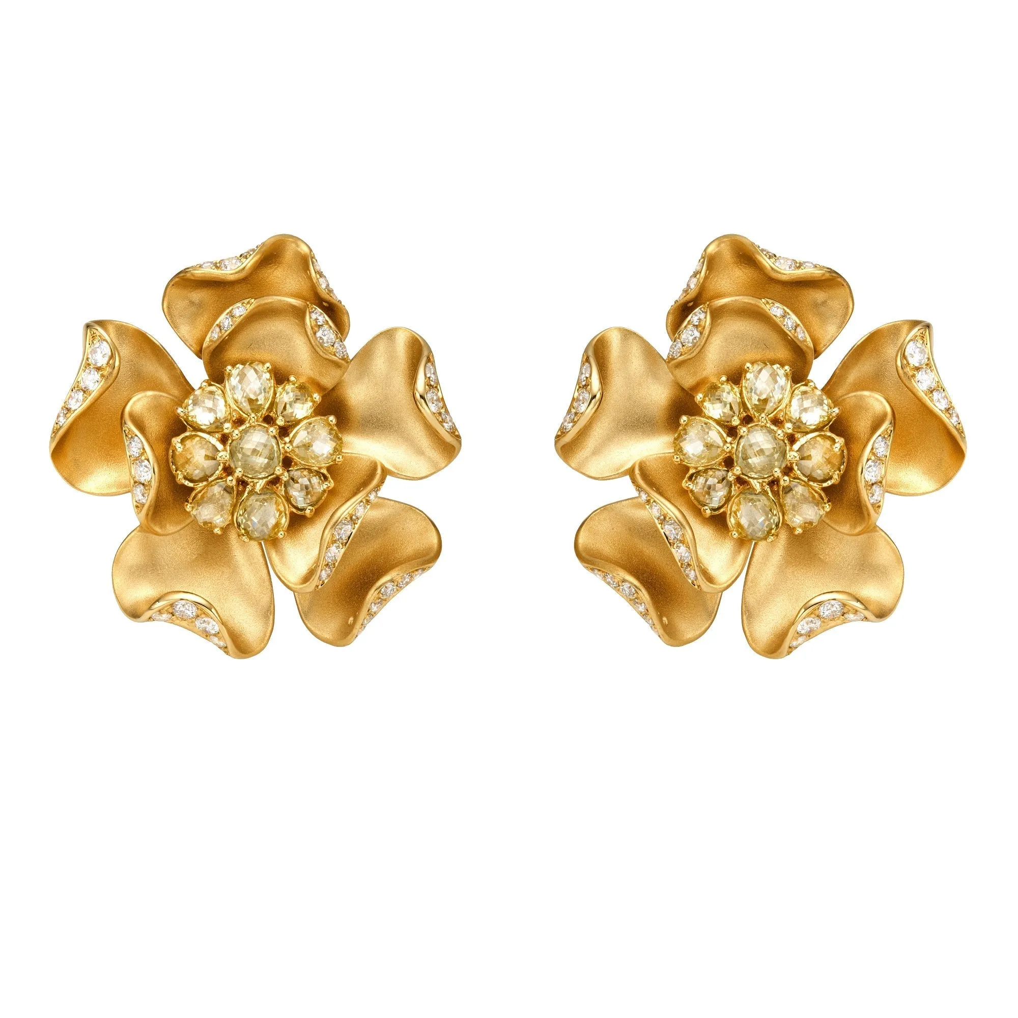 Daffodil Diamond Stud Earrings