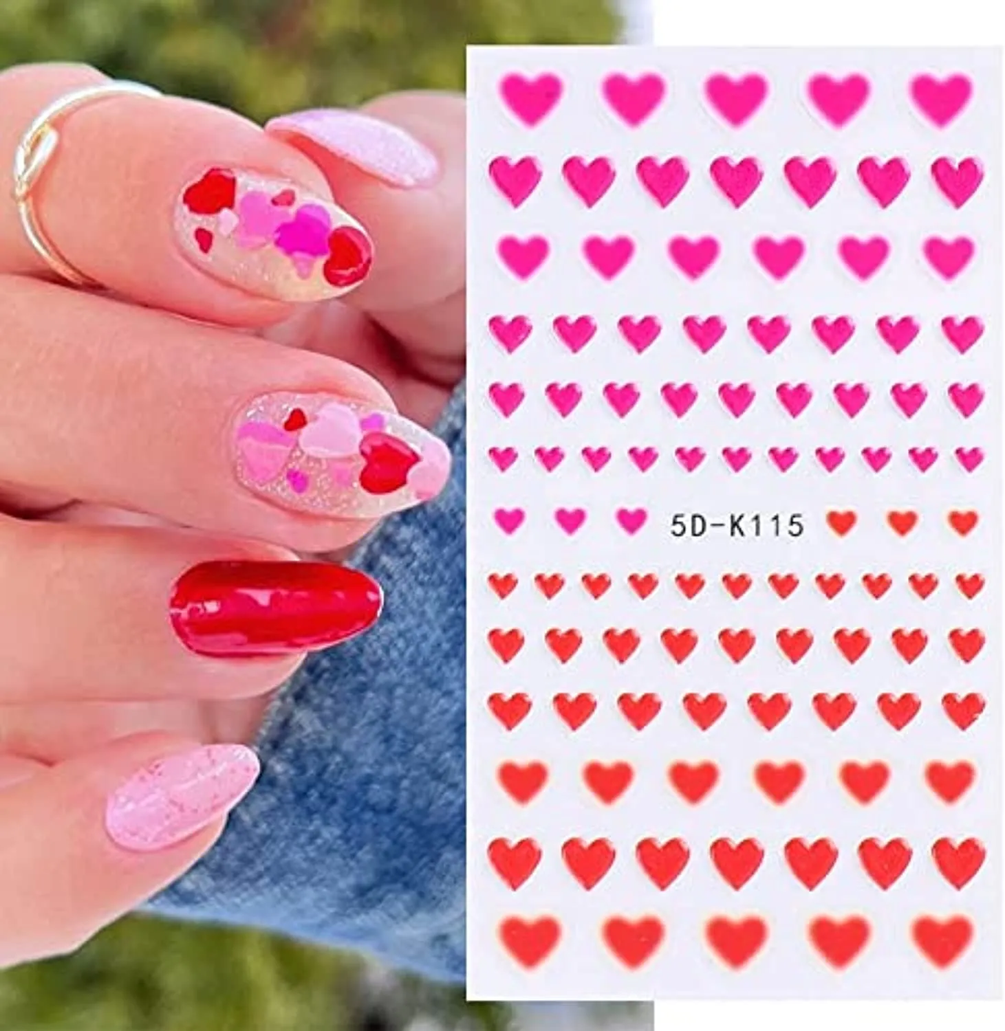 Daisy Nail Art Stickers Decals 5D Three-Dimensional Hollow Red Heart Daisy Self-Adhesive Nail Art Supplies Exquisite Flamingo Unicorn Nail Art Decoration Design DIY Acrylic Nail Art, 4 Sheet