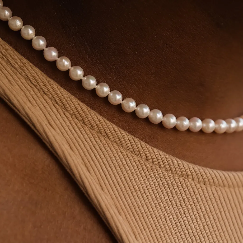 Delicate Akoya Luminous Cremé Pearl Strand Necklace
