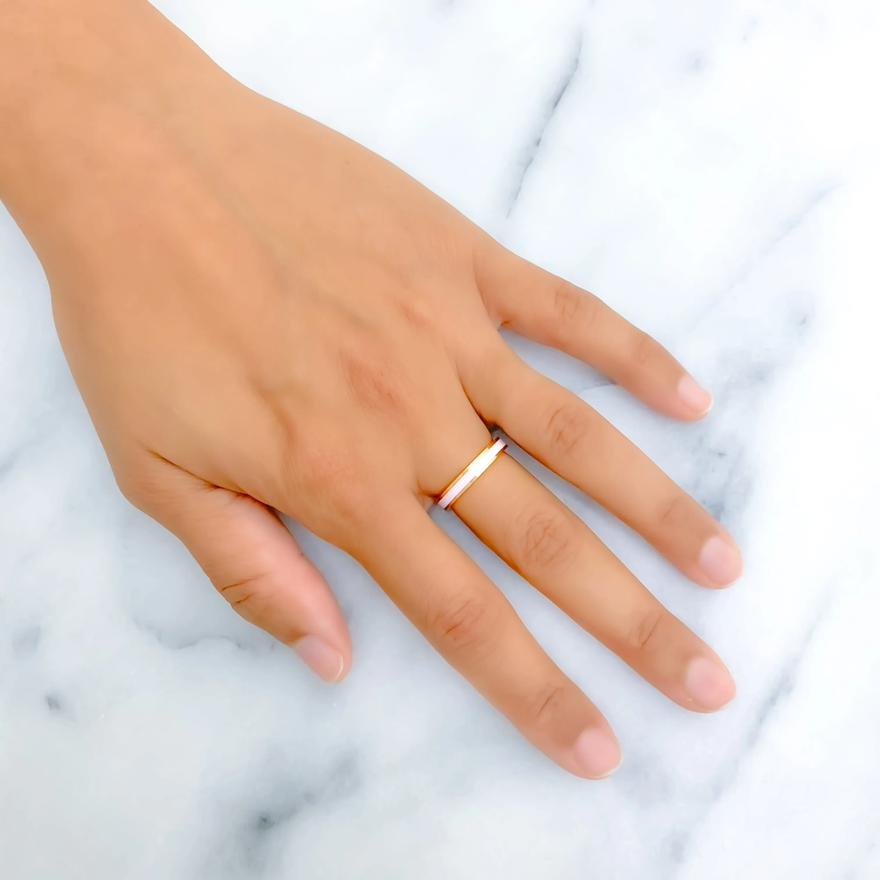 Delicate Baby Pink 22k Gold Enamel Band