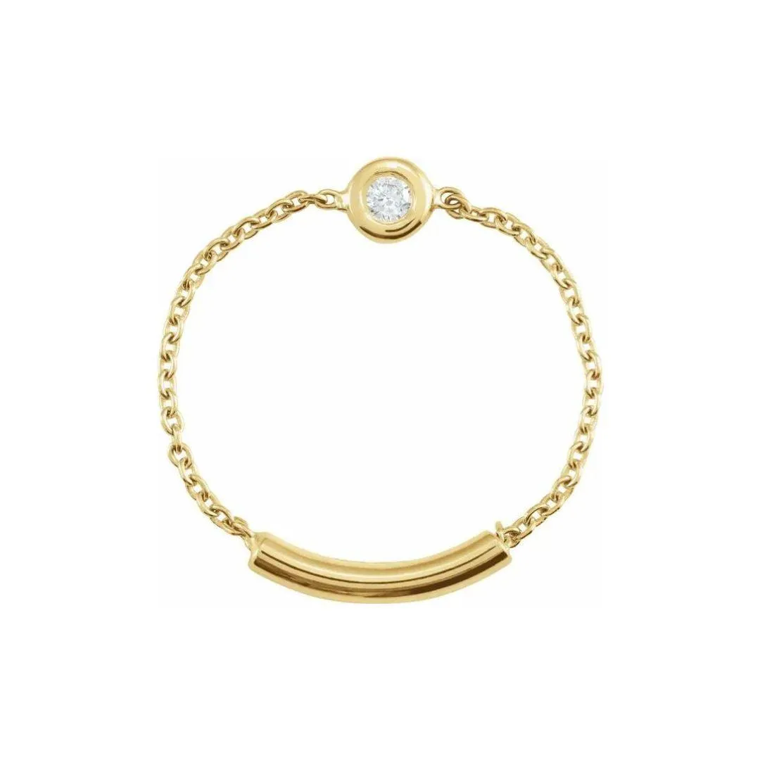 Diamond Bezel-Set Chain Ring