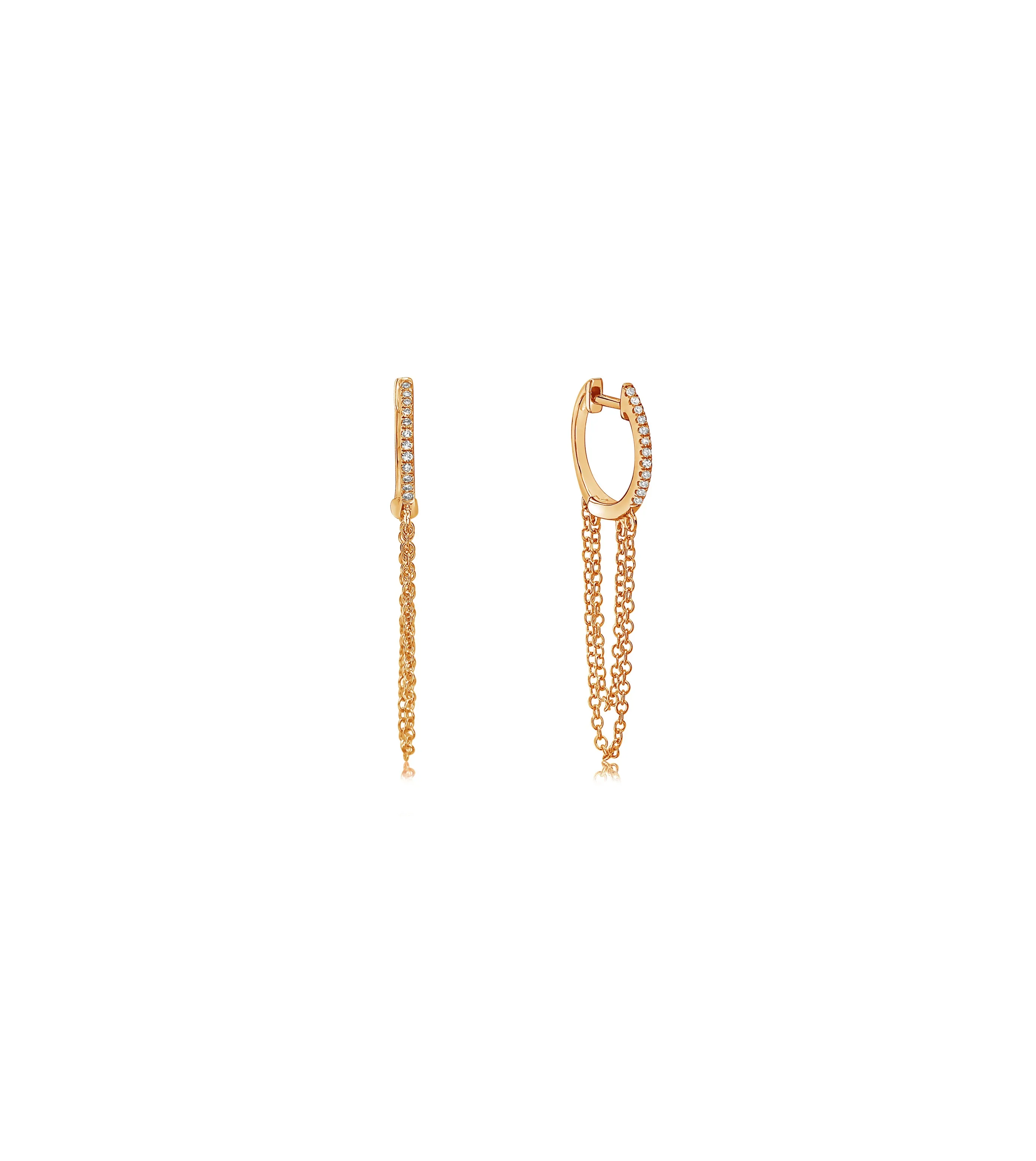Diamond Huggie Chain Earring