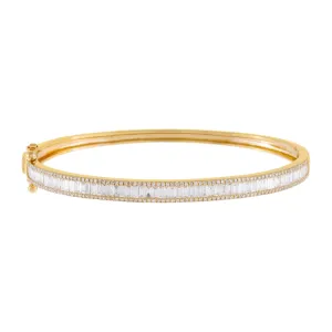 Diamond Pavé X Baguette Bangle 14K
